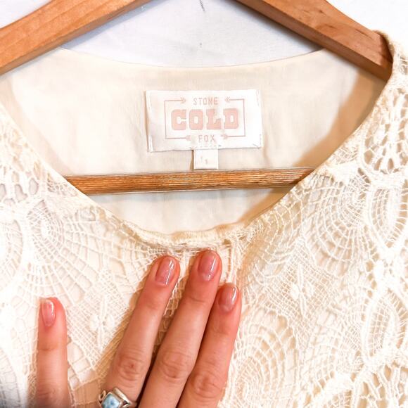 STONE COLD FOX White Long Sleeve Lace Boho Mini Dress Sz. XS - Picture 5 of 5